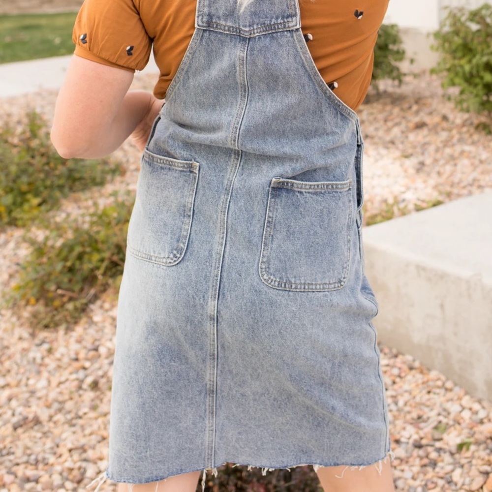 TNR - Denim Overall Skirt with Raw Hem - Picture 5 of 7